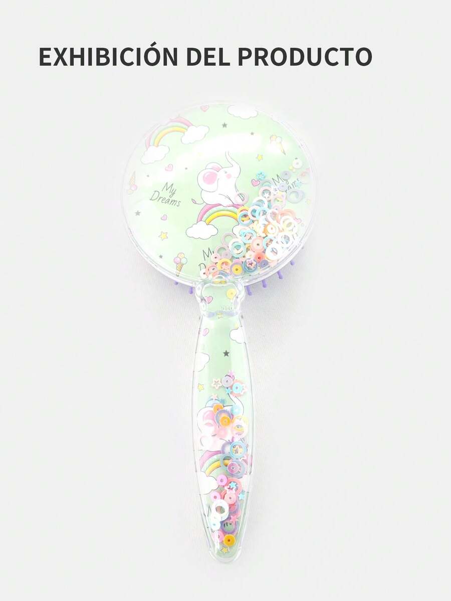 New Cartoon Comb With Glitter And Sequins In The Shape Of A Round Star - Olive Green - View 1