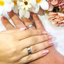 Pair Of Valentine's Rings Silver 6mm Straight Luxury Couple Love Dating Commitment - Bạc - Xem 2