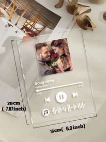 1 Customized Acrylic Music Plaque With Multiple Photos And Text, Suitable For Valentine's Day Gift, For Him And Her. Customizable Photo Album Cover, Music Song Plaque With Photos, Suitable For Father's Day, Graduation, Wedding, New Home, Restaurant, Living Room, Bedroom, Office, Tea Room, Home, Valentine's Day Decor.