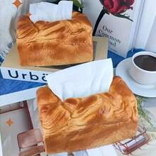 Latest 1 Count Creative Simulation Bread Design Plastic Tissue Box Rack, Square Design, Novel Tissue Dispenser, Suitable For Home, Car, Living Room And Restaurant Decoration.