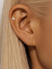 Piercing de cartilagem assimétrico em formato de estrela e bola de prata esterlina 925, joia para mulheres, uso diário, festa de casamento, noivado, aniversário, dia dos namorados