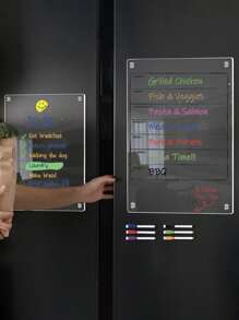 1pc 20*30cm Transparent 3D Magnetic Acrylic Fridge Memo Board, Erasable Handwritten Planner For Weekly & Monthly Use