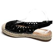 Floral Lace Espadrille Sandals – Elegance And Comfort For Summer - Black - View 3