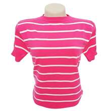 Striped Modal Blouse Short Sleeve Old Money Style Women's Fashion Spring Summer - 粉紅色與白色 - 查看 4