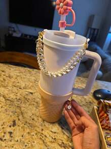 适用于带把手的30盎司和40盎司保温杯的2个/1个可爱字母吊坠，字母吊坠长度为3.94英寸。个性化字母保温杯配件 - 彩色 - 查看 5