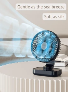 Ventilador pequeño con movimiento oscilante, ventilador de escritorio para dormitorio de estudiantes, con luz, sonido y carga USB, práctico mini ventilador eléctrico para el hogar