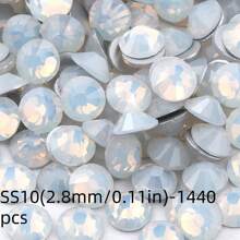 Serie ópalo redondo de cristal para aplicar con pegamento - piedras preciosas brillantes de 1,5-6,5 mm (0,059-0,256") para ropa, zapatos, bolsos, manualidades, bodas, Pascua, decoración del hogar - 1440/288 piezas (blanco/rosa pálido/azul/menta/colores surtidos)