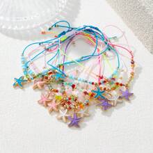 12pcs Colorful Butterfly Crystal Handmade Braided Bracelets Set, Cute Fashion Accessory For Women, Leisure, Holiday, Birthday Gift