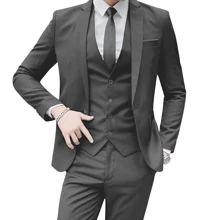 Modern Men's Tailoring – Slim Suit With Vest And Premium Fit - Xám - Xem 1