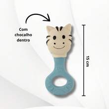 Kit 3 Mordedor Bebê Com Chocalho 100% Natural Super Macio Menino Menina Atóxico Brinquedo