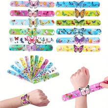 12pcs Colorful Resin Butterfly Bangle Bracelets, Vibrant Plastic Cracked Circle Bangle Bracelets With Butterfly Design, Suitable For Wedding, Bridal Shower, Birthday Party Decoration - No Power Required