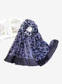 1条夏季新款金银双色丝质豹纹印花围巾，女士高端时尚围巾，长款头巾，日常空调房旅行防晒披肩，以及家庭节日礼物 - 圍巾 - 查看 6