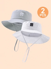 2pcs Baby Sun Hat Smile Face Toddler Boys Girls Bucket Hat UPF 50+ Sun Ion - 2PS - View 10