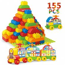Building Blocks For Toddlers 2-4 Years, Big Classic Building Bricks With A Baseplate,155 Pieces Large Blocks, Compatible With All Major Brands