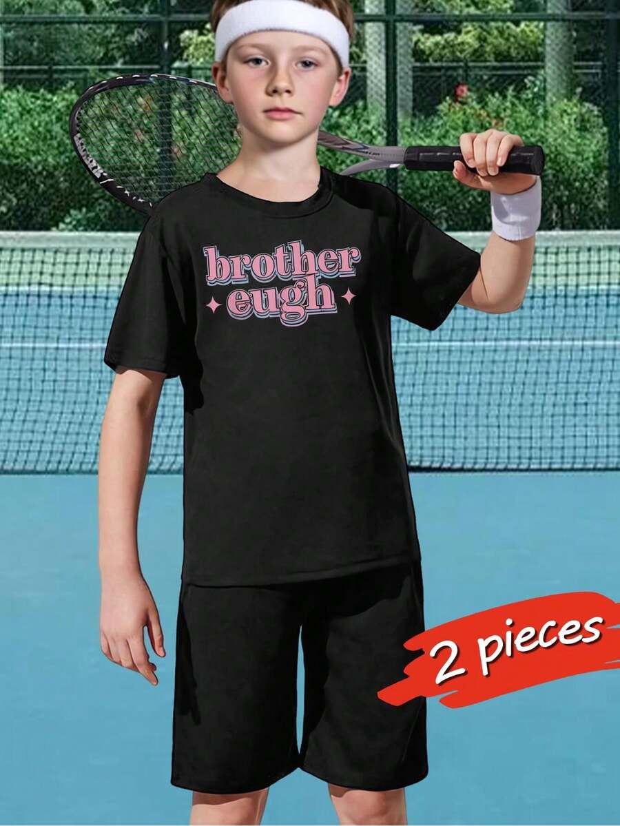 Cute Brother Sister Matching Outfits Fashion Black Cotton T-Shirts Funny Graphic Tees For Boys Girls (8-12 Years) Perfect Birthday Gift Comfortable Daily Wear - Black - View 1
