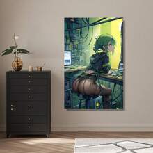 Framed Wooden Framed Wall Art, Cute Anime Girl Back View Wrapped In Chains Wrapped Canvas Prints Poster, Birthday Party Decor, Mother's Day New Year Easter Gift, Home Living Room Office Wall Decor, Perfect Gift And Home Decoration Birthday Party Decor, Mother's Day New Year Easter Gift,  Home Living Room Office Wall Decor, Perfect Gift And Wall Decoration - Đã đóng khung - Xem 2