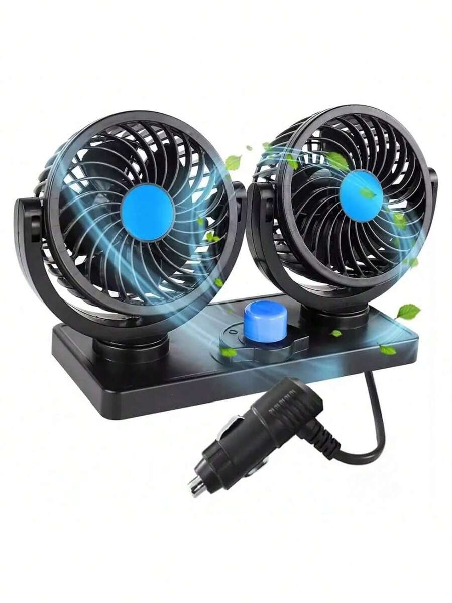 VENTILADOR DOBLE PARA CARRO - Negro - Ver 1