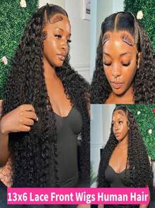 bling hair Deep Wave Lace Front Wigs Human Hair 13x6 13x4 4x4 Lace Front Wigs Human Hair Pre Plucked Wet And Wavy Wigs For Women 180% Density Deep Curly Human Hair Wigs With Baby Hair Deep Wave Wig - SNatural - 查看 7