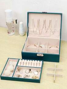 1PC Luxury Jewelry Storage Box - Lockable Two-Layer PU Leather Case With Soft Lining, Spacious Capacity, And Stylish Design - Perfect Gift For Ladies And Girls High-End Jewelry Box Jewelry Delicate Storage Box Necklace Bracelet Earrings Jewelry Storage Box Small And Convenient Travel Easy To Carry Holiday Essentials Holiday Travel Essentials Travel Bag Travel Accessories - Multicolor - View 6