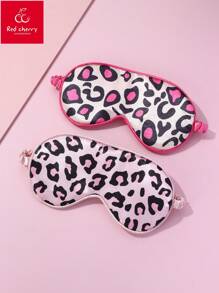 1pc Pink Satin Leopard Print Digital Sleeping Eye Mask, Silky Smooth And Comfortable, A Good Sleep Aid