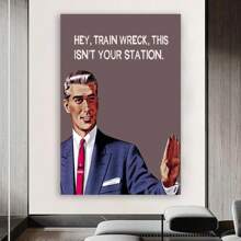 Framed Hey, Train Wreck - Hilarious Sarcastic Wall Art Poster, Funny Typographic Retro Wall Decor For Home, Office, Studio, Living Room, Bedroom Or Kitchen - 框架 - 查看 3