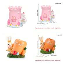 1Pc Home Desk Decoration Cute Creative Rabbit Carrot Pen Holder Resin Crafts Ornaments,Back To School,School Supplies - Multicolor - View 6