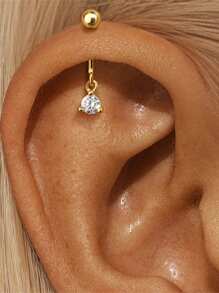 Piercing de cartilagem assimétrico em formato de estrela e bola de prata esterlina 925, joia para mulheres, uso diário, festa de casamento, noivado, aniversário, dia dos namorados