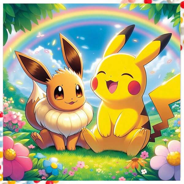 pokemon Kit de pintura de diamantes 5D - Dibujos animados, animación, - Pikachu, rhinestones acrílicos redondos, juego de manualidades de lienzo, pintura de arte de diamantes, arte de diamantes, artesanía de decoración de pared para el hogar, colección de arte de diamantes, regalo ideal para familia y amigos, vacaciones