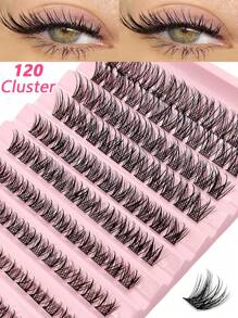 120 pcs Bulu Mata Individual D-Curl Flared, Panjang Campuran 8-16mm, Lembut & Ringan, Tampak Alami, Ekstensi Bulu Mata DIY, Dapat Digunakan Kembali, Gugusan Bulu Mata, Bulu Mata Palsu Individual - D - View 1
