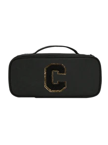 Multi Functional Travel Storage Bag, Black Towel Embroidered Letters A-Z, Carrying Pouch Bag For Travel Essentials, Can Store Power, Digital Accessories, Phone Earphones, Charging Makeup Bag, Mouse Data Cable, Easy To Carry When Going Out, Gifts For Loved Ones, Elders, Anniversary Gifts, Graduation Gifts, Travel Accessories(Zipper Random) - Black - View 19