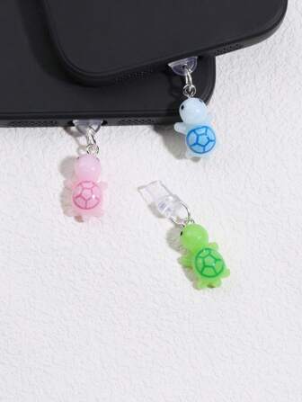 1pc Mini Turtle Design Dust Plug, DIY Pendant Accessory, Compatible With IPhone & Type-C Charging Ports