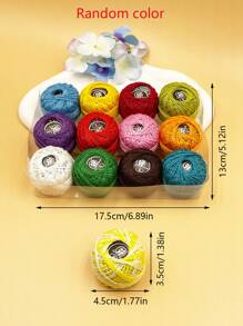 12-Color Woven Lace Thread Set, Solid/Mixed Colors, Vibrant Hues (Random Color), For DIY Knitting, Crochet, Micro Hook, Cross-Stitch, Handmade Hair Clips, Hollow-Out Sweater Crochet, Fine Line Embroidery - Multicolor - View 9