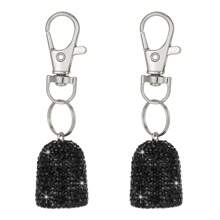 2 piezas Tapa de lápiz labial con incrustaciones de diamantes y llavero, cubierta reemplazable para brillo de labios, se puede colgar en el bolso o en las llaves