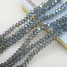 95pcs 6mm Crystal Glass Middle Hole Saucer Beads, Electroplated Colorful DIY Accessories For Shoes, Clothing, Hats, Phone Chains, Jewelry Making