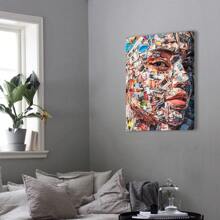 1Pc Abstract Woman Portrait Canvas Painting Prints Beautiful Woman Newspaper Collage Portrait Artwork Decoration Mixed Media Wall Art Poster For Living Room Home Girl Room Bar Decor