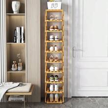 Étagère à chaussures à plusieurs niveaux, sans assemblage requis, étagère à chaussures économique pour la maison, pliable, meuble à chaussures de salon créatif, étagère à chaussures en bois pour petits espaces