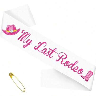 1 Pc Hot Pink My Last Rodeo Sash, White Funny Bride To Be Sash For Let's Go Girls Western Cowgirl Bridal Shower Bachelorette Party Decorations Accessory Favors, Nashville Bride Sash(White+Hot Pink)