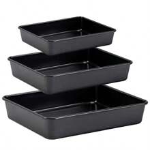 Ensemble de plaques de cuisson en acier au carbone texture noire et dorée | 3 tailles disponibles S/M/L (18-25cm/7.1 pièce-9.8") | Anti-adhésif, résistant à la chaleur, facile à nettoyer, revêtement anti-adhésif | Ustensiles de cuisson pour le four à la maison | Biscuits, pizza, barbecue, multifonction