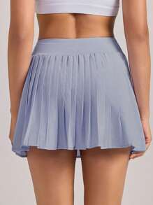 VUTRU 1Pc Pleated Mid-Rise Skirt With Built-In Side Pockets Shorts Tennis Golf Daily - Baby Blue - View 2