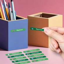 Custom Green Name Stickers, Colorful And Waterproof, Tear-Resistant And Residue-Free, Perfect For All Ages, Personalize With Your Name Or Text, Vibrant Green Colors With Cute Icon Designs For Easy Identification, Adhesive, Ideal For Home, Office, And Travel, High-Quality Custom Design, Great For Labeling Personal Items, Office Supplies, And Luggage, Waterproof, Seal, No-Iron,Festive Calendar - Green - View 7