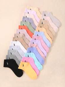 10/20/30pairs  Solid Color College Style Simple Daily Sporty Short Socks