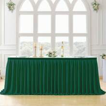 1 pièce Jupe de table transparente blanche élégante, convient pour les tables longues ou rondes, détachable avec attache et boucle, parfait pour les mariages, anniversaires, et idéal pour les tables rectangulaires ou rondes, fait main - idéal pour la présentation de gâteaux et desserts