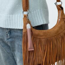 2 piezas Tapa de lápiz labial con incrustaciones de diamantes y llavero, cubierta reemplazable para brillo de labios, se puede colgar en el bolso o en las llaves