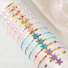 12pcs Colorful Butterfly Crystal Handmade Braided Bracelets Set, Cute Fashion Accessory For Women, Leisure, Holiday, Birthday Gift