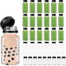 18個/12個/3個/1個 耐用塑料果汁瓶附蓋。適用於牛奶、汽水、堅果碎。我們的果汁容器非常適合旅行、商務、野餐和任何聚會。輕巧易攜帶，您可以手持或放入背包中。返校、聖誕節、萬聖節、感恩節 - 黑色 - 查看 11