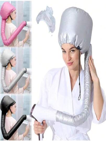 1 件可调节吹风机帽，采用涤纶材料制成，编织，无味，适合正常和放松的头发质地、造型、染色和护发，便携，快速干燥