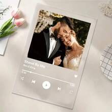 1 Customized Acrylic Music Plaque With Multiple Photos And Text, Suitable For Valentine's Day Gift, For Him And Her. Customizable Photo Album Cover, Music Song Plaque With Photos, Suitable For Father's Day, Graduation, Wedding, New Home, Restaurant, Living Room, Bedroom, Office, Tea Room, Home, Valentine's Day Decor.