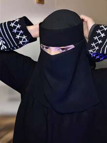 1 件柔软纯色雪纺面纱女士亲肤休闲头巾配饰女士适合长袍休闲帽女士面纱