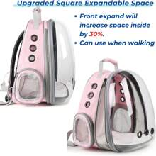 Cat Carrier Backpack, Bubble Expandable Backpack Carrier, Pets And Small Dogs,Airline-Approved, Designed For Travel, Hiking, Walking & Outdoor Use (Front Expandable-Pink)