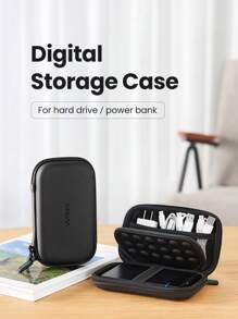 UGREEN 外置硬盘盒包，移动电源旅行电子配件收纳包，适用于 2.5 英寸硬盘/耳机/U 盘硬盘线收纳包 - 黑色 - 查看 2